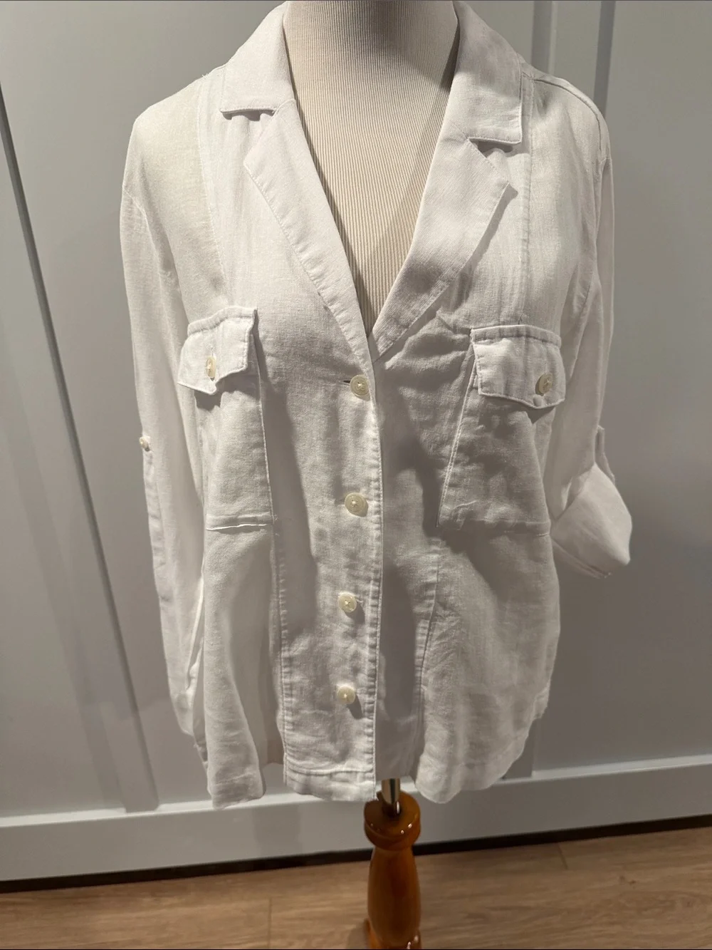 J. Crew White linen blend Button-Down Shirt - Lightweight Linen Look